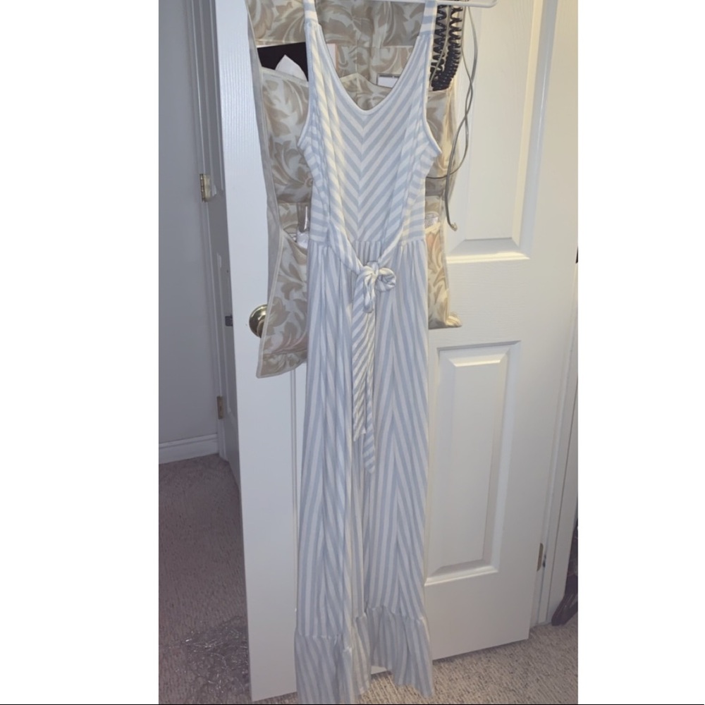 Blue and white dress